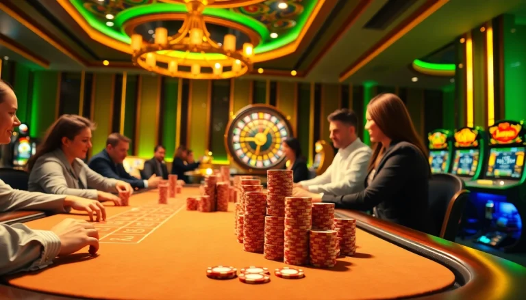 Players enjoying a vibrant casino atmosphere with 13win gaming excitement.
