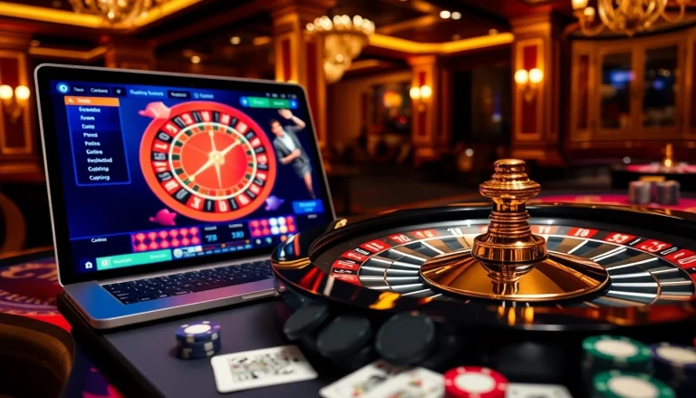 Experience the excitement of bl555 with a vibrant casino scene featuring roulette and poker activities.