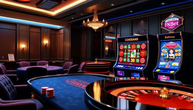 Experience exciting action at f8bet.net.in with casino tables and vibrant slot machines.
