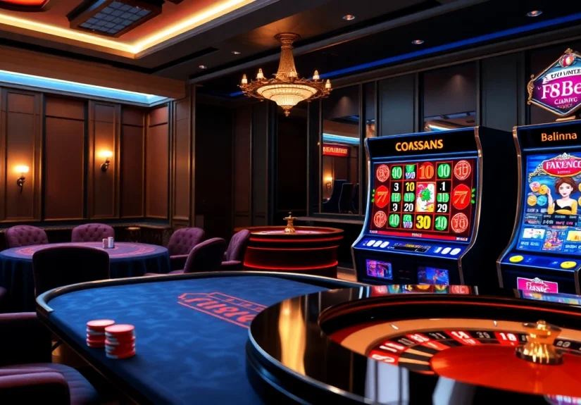 Experience exciting action at f8bet.net.in with casino tables and vibrant slot machines.