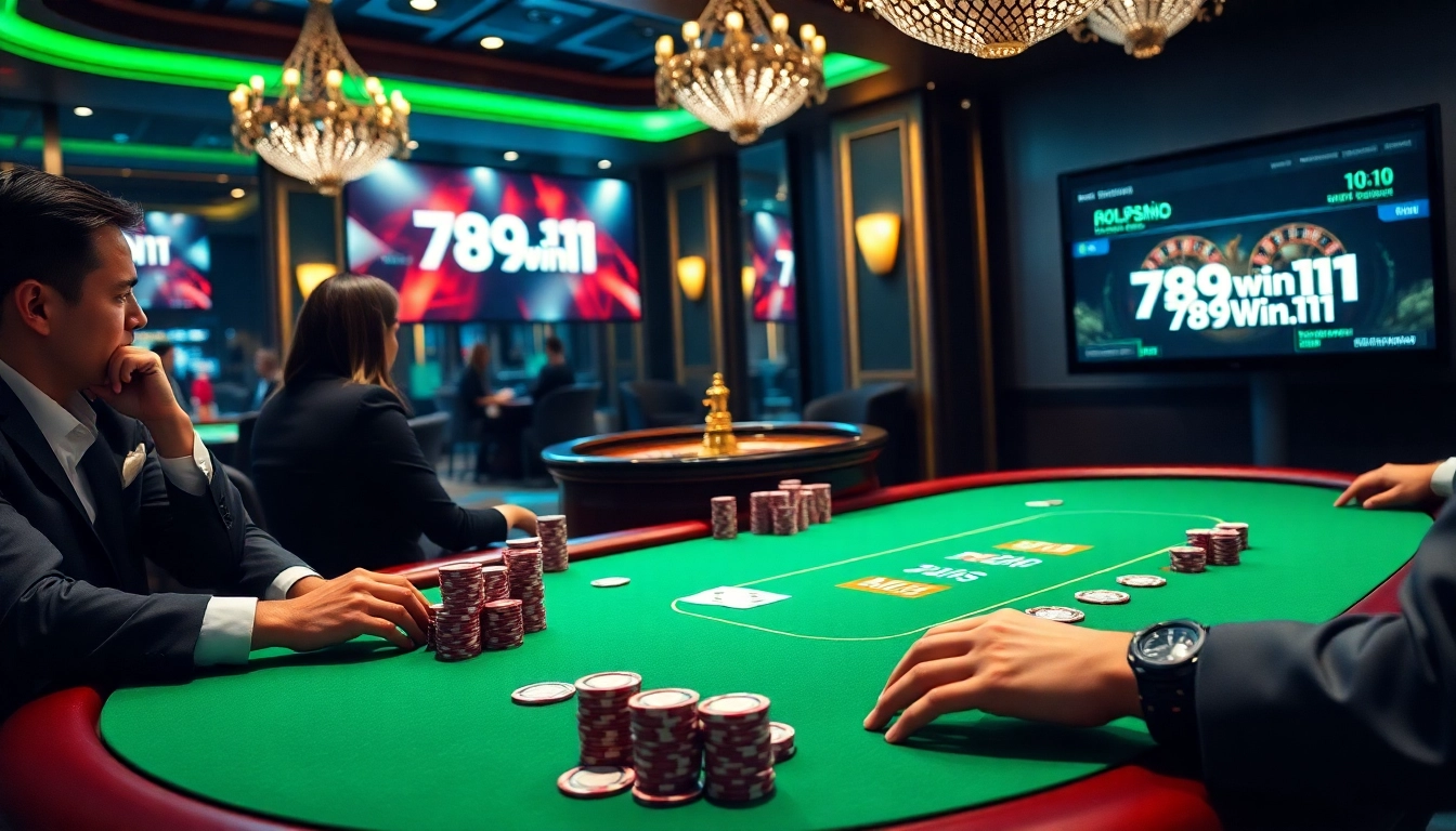 Engaging poker table scene capturing the excitement of 789win111 gaming experience.