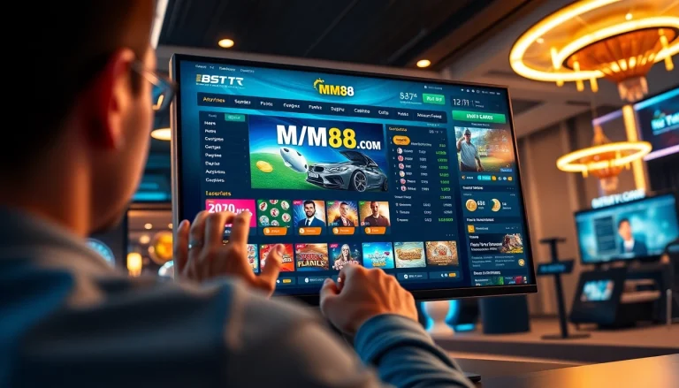 Engaging user interface of mm88 com showcasing various online gaming options in an exciting gambling environment.