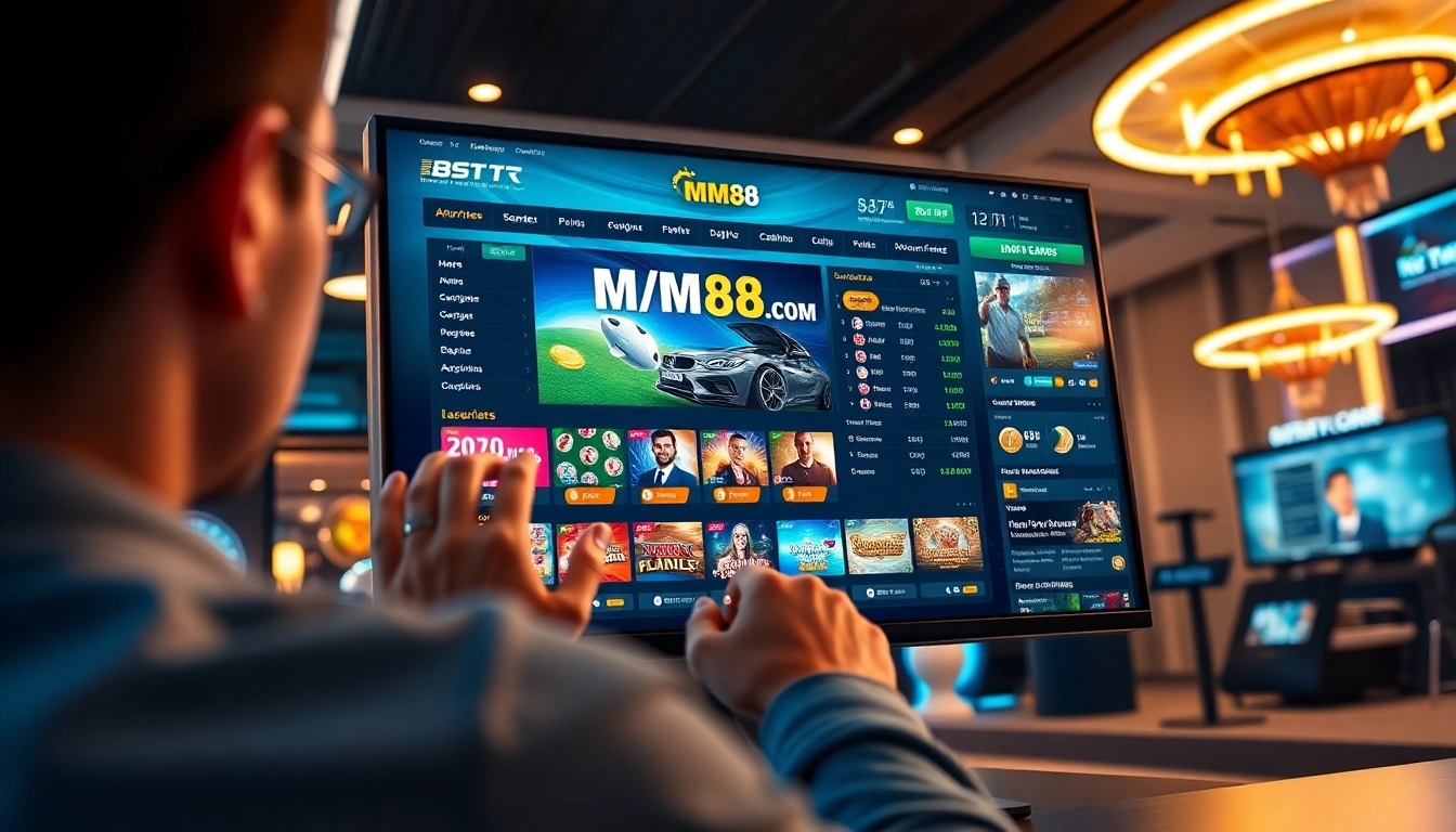 Engaging user interface of mm88 com showcasing various online gaming options in an exciting gambling environment.