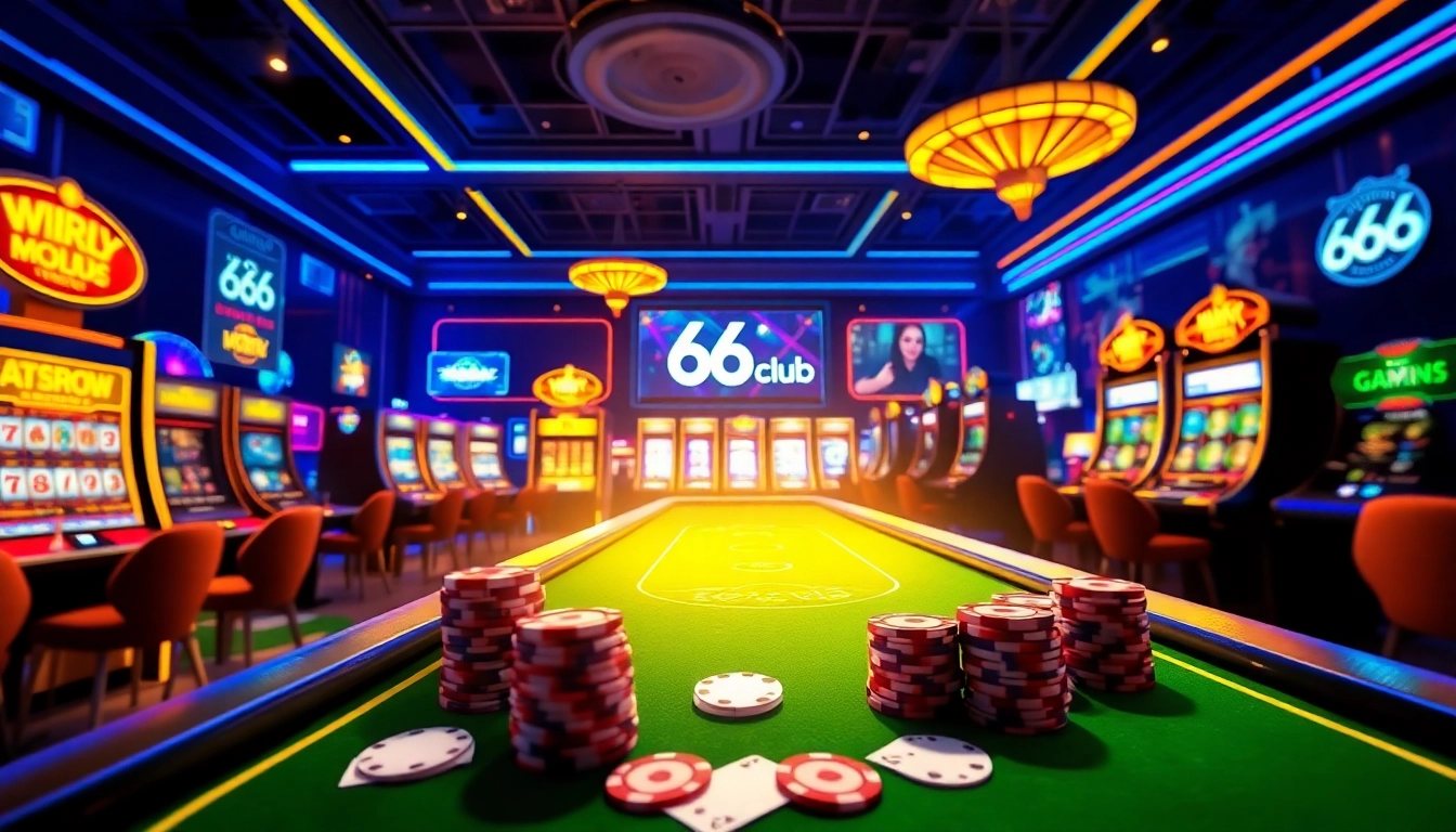 Exciting online gaming experience at 66 club featuring vibrant casino elements.