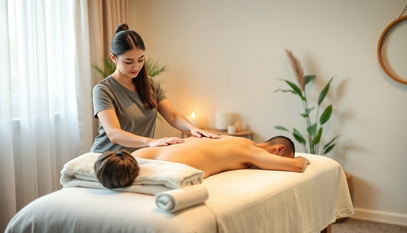 평택출장마사지 service showcasing a professional therapist providing a soothing massage in a tranquil home setting.