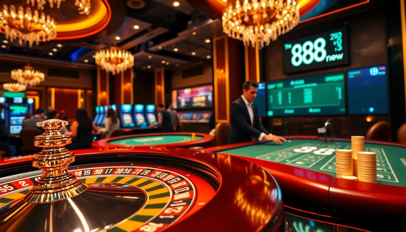 Experience the thrill of 888new with engaging casino gameplay featuring roulette and poker chips.