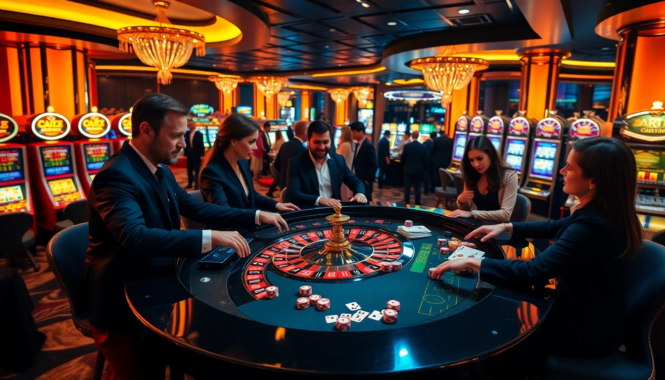 Exciting s8 casino gaming scene with roulette and engaged players at a luxurious table.