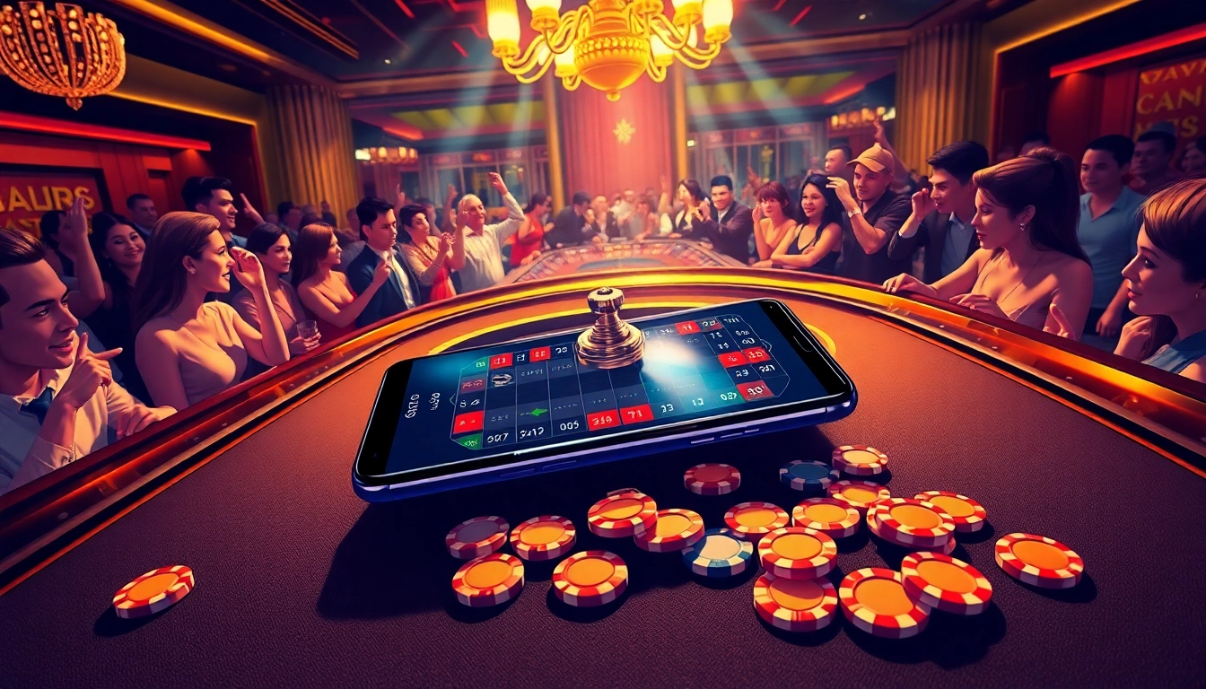 Exciting gambling scene with an S8 smartphone on a roulette table, showcasing thrilling online betting.