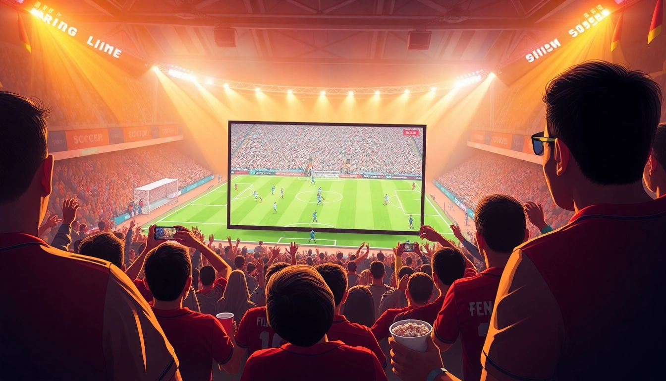 Xem Bóng Socolive experience with fans enjoying a live soccer match in vibrant atmosphere